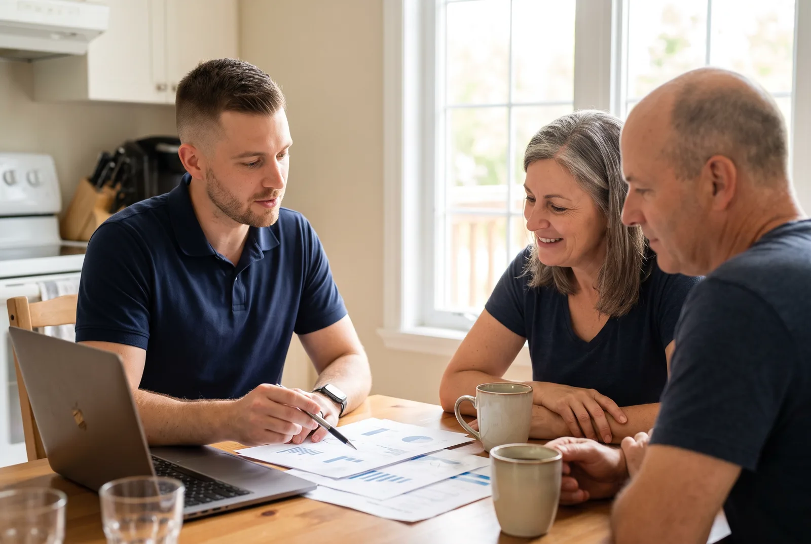 Un conseiller compare les options avec le client