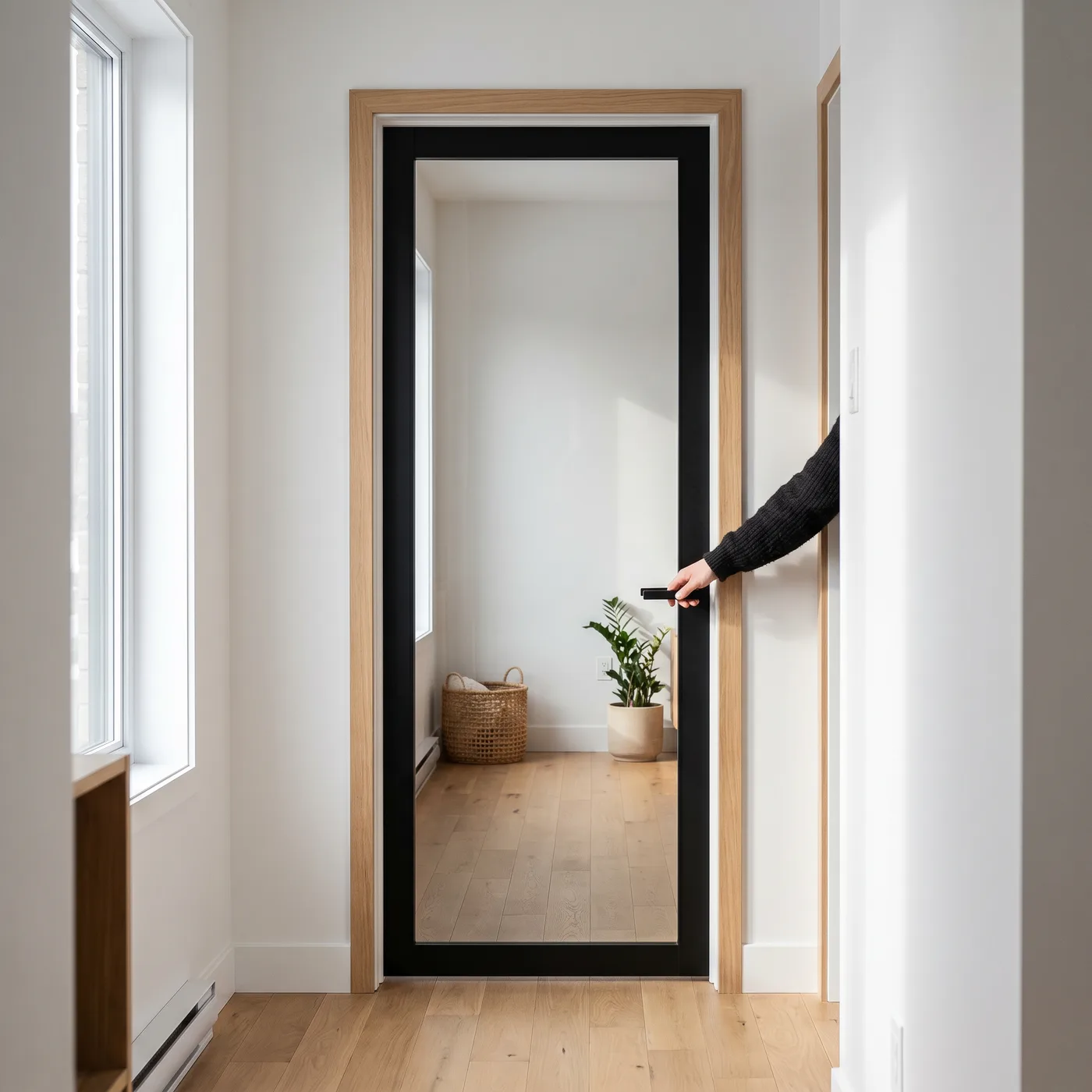 Modern interior door in a bright hallway