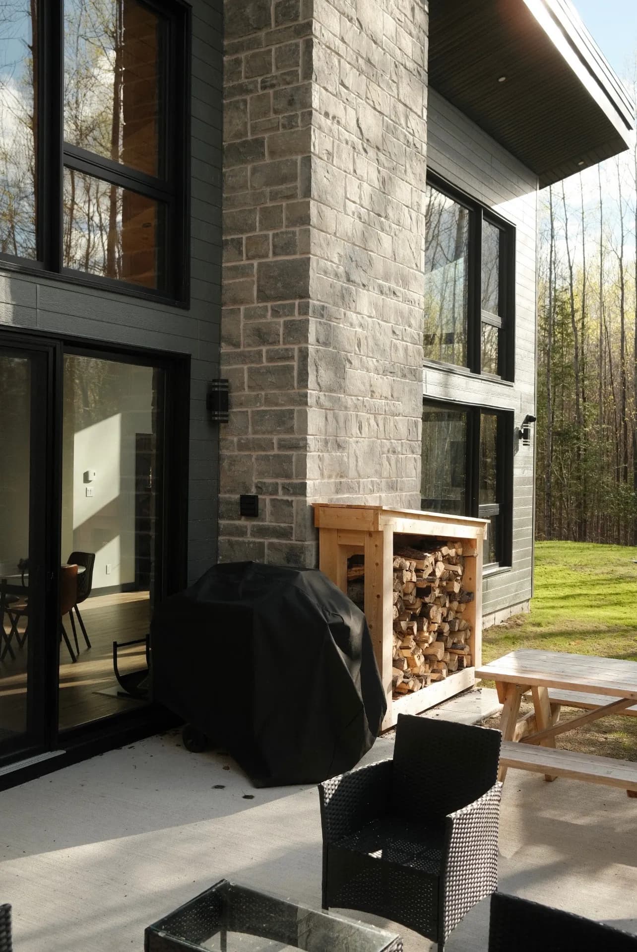Black-framed patio door on the terrace